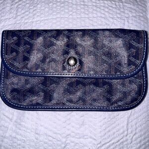 Goyard Navy Pouch for Saint Louis Bag Used Hardware wwallet Blue.